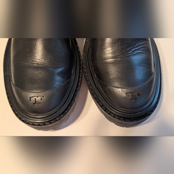 Tory Burch Lug Sole Chelsea Black Leather Boots Sz 6 - Picture 6 of 13